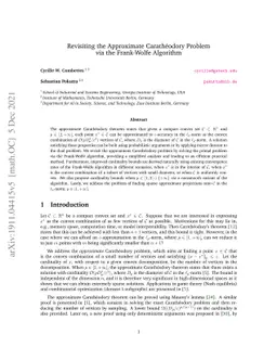 Revisiting the Approximate Carathéodory Problem via the Frank-Wolfe
  Algorithm