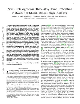 Semi-Heterogeneous Three-Way Joint Embedding Network for Sketch-Based
  Image Retrieval