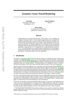 Geometry-Aware Neural Rendering