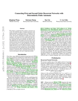 Connecting First and Second Order Recurrent Networks with Deterministic
  Finite Automata