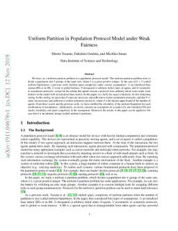Uniform Partition in Population Protocol Model under Weak Fairness
