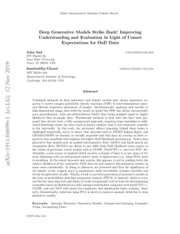 Deep Generative Models Strike Back! Improving Understanding and
  Evaluation in Light of Unmet Expectations for OoD Data