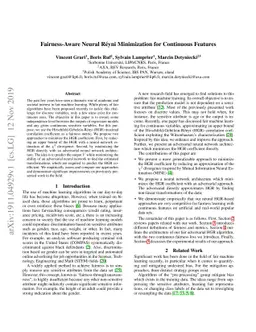 Fairness-Aware Neural Réyni Minimization for Continuous Features