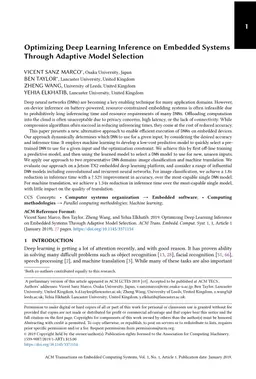 Optimizing Deep Learning Inference on Embedded Systems Through Adaptive
  Model Selection