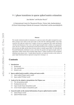 0-1 phase transitions in sparse spiked matrix estimation
