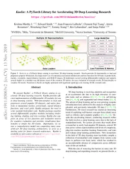 Kaolin: A PyTorch Library for Accelerating 3D Deep Learning Research