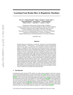 Learning From Brains How to Regularize Machines