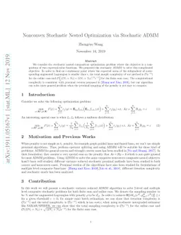 Nonconvex Stochastic Nested Optimization via Stochastic ADMM
