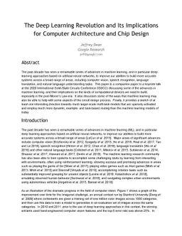 The Deep Learning Revolution and Its Implications for Computer
  Architecture and Chip Design