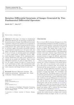 Rotation Differential Invariants of Images Generated by Two Fundamental
  Differential Operators