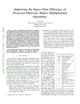 Improving the Space-Time Efficiency of Processor-Oblivious Matrix
  Multiplication Algorithms