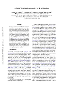 A Stable Variational Autoencoder for Text Modelling