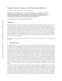 Tropical Optimal Transport and Wasserstein Distances