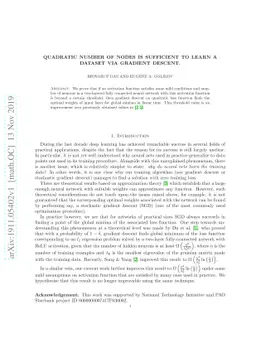 Quadratic number of nodes is sufficient to learn a dataset via gradient
  descent