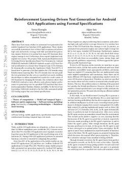Reinforcement Learning-Driven Test Generation for Android GUI
  Applications using Formal Specifications