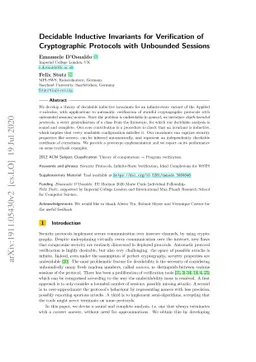 Decidable Inductive Invariants for Verification of Cryptographic
  Protocols with Unbounded Sessions