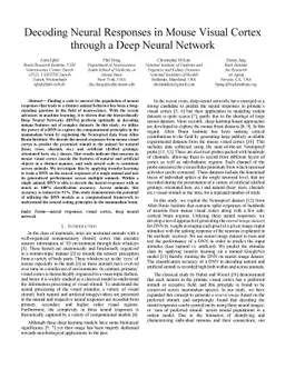 Decoding Neural Responses in Mouse Visual Cortex through a Deep Neural
  Network