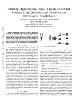 Enabling Opportunistic Users in Multi-Tenant IoT Systems using
  Decentralized Identifiers and Permissioned Blockchains