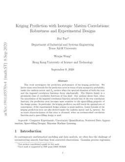 Kriging prediction with isotropic Matérn correlations: Robustness and
  experimental design
