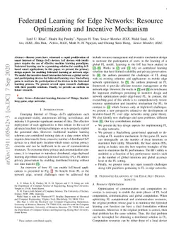 Federated Learning for Edge Networks: Resource Optimization and
  Incentive Mechanism