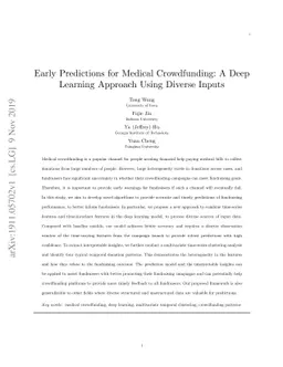 Early Predictions for Medical Crowdfunding: A Deep Learning Approach
  Using Diverse Inputs