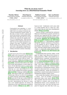 What do you mean, BERT? Assessing BERT as a Distributional Semantics
  Model