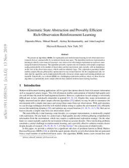 Kinematic State Abstraction and Provably Efficient Rich-Observation
  Reinforcement Learning