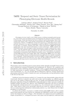 TASTE: Temporal and Static Tensor Factorization for Phenotyping
  Electronic Health Records