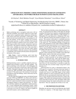 LiDAR ICPS-net: Indoor Camera Positioning based-on Generative
  Adversarial Network for RGB to Point-Cloud Translation