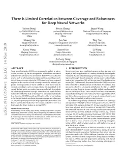 There is Limited Correlation between Coverage and Robustness for Deep
  Neural Networks