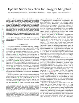 Optimal Server Selection for Straggler Mitigation