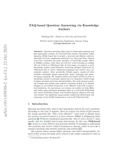 FAQ-based Question Answering via Knowledge Anchors