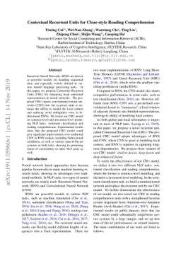 Contextual Recurrent Units for Cloze-style Reading Comprehension
