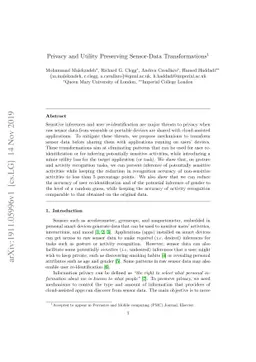Privacy and Utility Preserving Sensor-Data Transformations