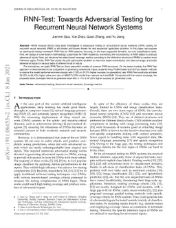RNN-Test: Towards Adversarial Testing for Recurrent Neural Network
  Systems