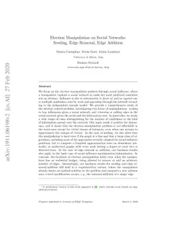 Election Manipulation on Social Networks: Seeding, Edge Removal, Edge
  Addition