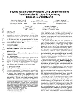 Beyond Textual Data: Predicting Drug-Drug Interactions from Molecular
  Structure Images using Siamese Neural Networks