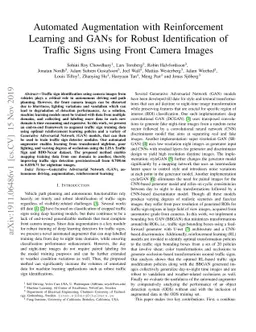 Automated Augmentation with Reinforcement Learning and GANs for Robust
  Identification of Traffic Signs using Front Camera Images