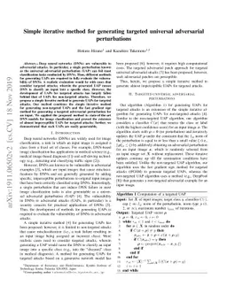 Simple iterative method for generating targeted universal adversarial
  perturbations