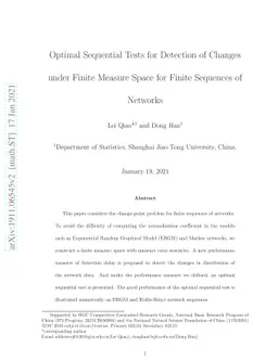 Optimal Sequential Tests for Detection of Changes under Finite measure
  space for Finite Sequences of Networks