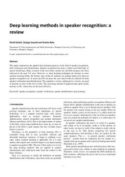 Deep learning methods in speaker recognition: a review
