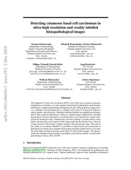 Detecting cutaneous basal cell carcinomas in ultra-high resolution and
  weakly labelled histopathological images