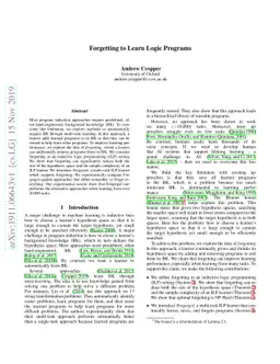 Forgetting to learn logic programs