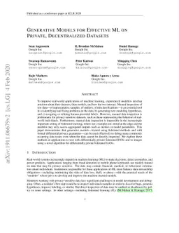 Generative Models for Effective ML on Private, Decentralized Datasets