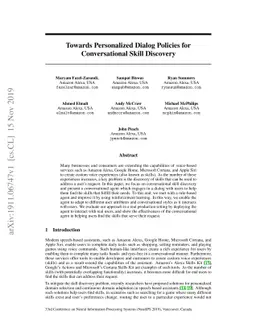 Towards Personalized Dialog Policies for Conversational Skill Discovery