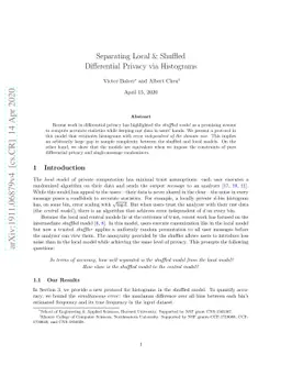Separating Local & Shuffled Differential Privacy via Histograms