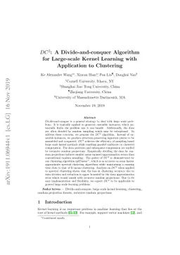 $DC^2$: A Divide-and-conquer Algorithm for Large-scale Kernel Learning
  with Application to Clustering