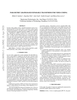 Parametric Graph-based Separable Transforms for Video Coding