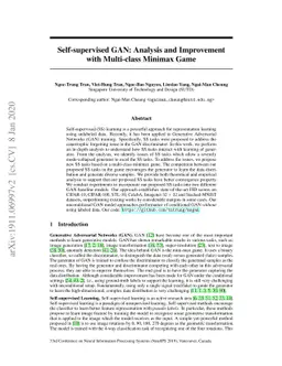Self-supervised GAN: Analysis and Improvement with Multi-class Minimax
  Game