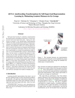 AETv2: AutoEncoding Transformations for Self-Supervised Representation
  Learning by Minimizing Geodesic Distances in Lie Groups